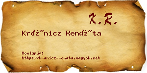 Kránicz Renáta névjegykártya