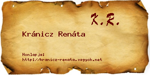 Kránicz Renáta névjegykártya
